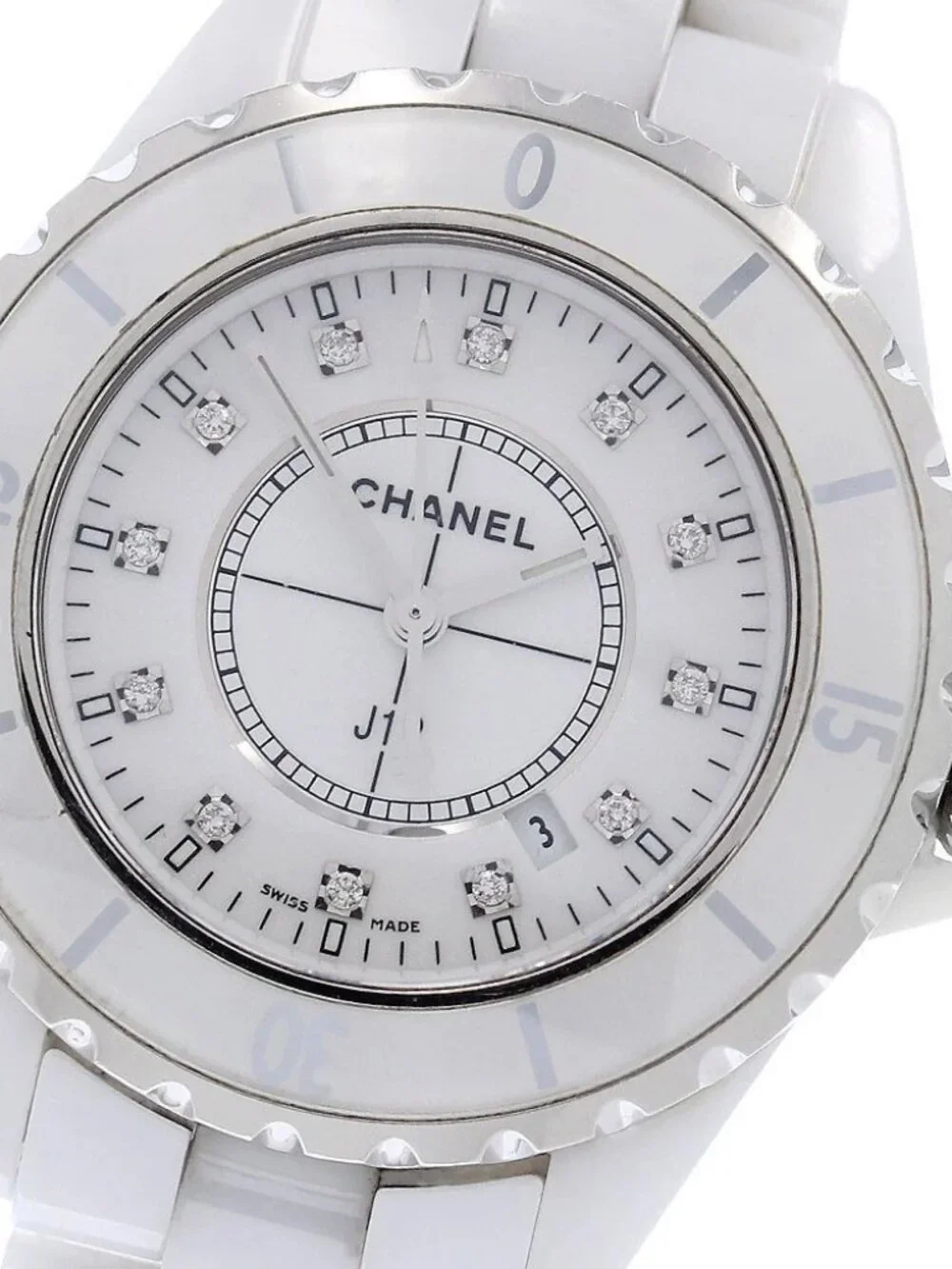 CHANEL J12 H1628 White ceramic 12P diamond white Dial Quartz Ladies Watch_967163